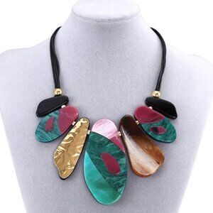 NEW Multi-Colored Chunky Acrylic Bib Necklace